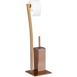 Support de papier toilette avec porte - brosse wc 71 cm cuivr