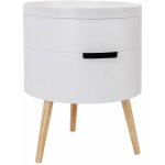 Helloshop26 - table basse de chevet design ronde avec espace de rangement blanc