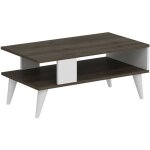 Helloshop26 - table basse avec espace de rangement 40 x 90 x 45 cm effet noyer / blanc Helloshop26 - table basse avec espace de rangement 40 x 90 x 45 cm effet noyer / blanc