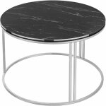 Helloshop26 - table basse ronde 50 x 80 cm marbre noir argent