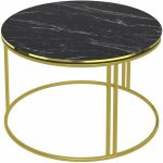Helloshop26 - table basse ronde 50 x 80 cm marbre noir or Helloshop26 - table basse ronde 50 x 80 cm marbre noir or