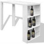 Table haute mange debout bar bistrot mdf avec casier à bouteilles blanc haut brillance Table haute mange debout bar bistrot mdf avec casier à bouteilles blanc haut brillance