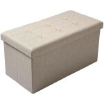 Tabouret en lin avec espace de rangement beige