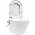 Helloshop26 - toilette murale sans bord � fonction de bidet c�ramique blanc