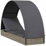 Helloshop26 - transat chaise longue bain de soleil lit de jardin terrasse meuble d'ext�rieur avec toit ...
