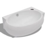 Helloshop26 - vasque de salle de bains c�ramique 41 x 28 cm avec trou de trop - plein blanc