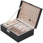 Swanew bote  bijoux. coffret  bijoux. verrouillable. 2 niveaux. avec miroir. pour bagues. boucles ...