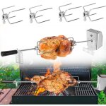 Ustensile de barbecue tournebroche barbecue 107 cm set de brochettes pour grill avec electrique moteur ...