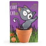 Radis et capucine - herbe  chat - carte avec pot