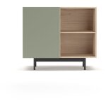 Buffet de rangement bas en mélamine, collection printed, avec 1 porte, couleur chêne clair et vert Buffet de rangement bas en mélamine, collection printed, avec 1 porte, couleur chêne clair et vert