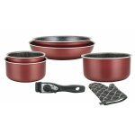 Herzberg - batterie de cuisine revêtement pierre avec manche amovible 7 pièces bordeau hg8053 - br - ... Herzberg - batterie de cuisine revêtement pierre avec manche amovible 7 pièces bordeau hg8053 - br - ...