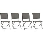 Hesperide - lot de 4 chaises de jardin en aluminium pliables anthracite axant - hesp�ride