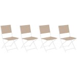 Lot de 4 chaises de jardin pliante m�tal modula blanc et lin - hesperide