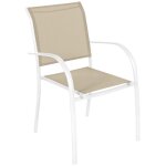 Hesperide - fauteuil de jardin empilable piazza lin & blanc en aluminium trait� �poxy - hesp�ride