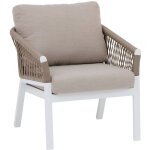 Hesperide - fauteuil de salon de jardin oriengo taupe & blanc en aluminium trait poxy - hespride