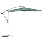 Parasol d�port� rond manoa vert olive & gris quartz 3m en aluminium trait� �poxy - hesp�ride