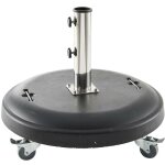 Pied de parasol rond � roulettes noir 50kg en b�ton - hesp�ride