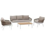 Hesperide - salon de jardin oriengo taupe & blanc 5 places en aluminium trait poxy - hespride