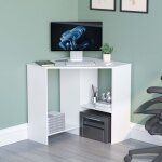 Hetton bureau d?angle informatique avec 2 tagres table d?ordinateur poste de travail h 76 x l 100 x ...