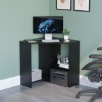 Hetton bureau d?angle informatique avec 2 tagres table d?ordinateur poste de travail h 76 x l 100 x ...