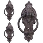 Heurtoir de porte antique, lot de 3, marteau de porte, style rustique, fonte de fer, hxlxp: 25, 5x10, ...