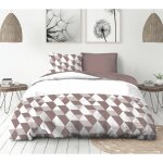 Parure de couette 3 pieces coton 57 fils prune 240x260 cm - hexagone