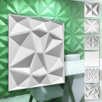 Panneaux muraux 3d en plastique pvc - rev�tement mural blanc avec aspect 3d - motifs diamond: 1 assiette, ...