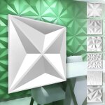 Panneaux muraux 3d en plastique pvc - revtement mural blanc avec aspect 3d - motifs diamond: 5 m 20 ...