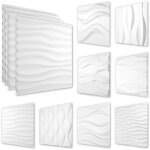 Panneaux muraux 3d en plastique pvc - revtement mural blanc avec aspect 3d - motifs wave: 1 assiette, ...