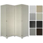 Hexim ? paravent s�parateur d'espace 180x180cm ? bois et textile pp marron & blanc ? r�sistant � l'humidit� ...