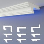 Heximo ? profil� de joint d'ombre led 1, 7 m ? moulure en polystyr�ne extrud� blanc ? dimensions 90x35 ...