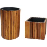 Hhg - lot de 2 bacs  plantes 584, pot de fleurs, bac  fleurs, jardinire, rond, carr, extrieur, bois ...
