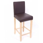 Hhg - lot de 2 tabourets de bar m37, cuir, marron / pieds clairs Hhg - lot de 2 tabourets de bar m37, cuir, marron / pieds clairs