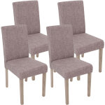 Hhg - lot de 4 chaises de salle � manger littau, tissu, gris, pieds: structure ch�ne