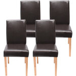 Hhg - lot de 4 chaises de sjour littau, simili - cuir, marron, pieds clairs