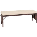 Hhg - jamais utilis�] banc en rotin 795, banc de jardin en rotin, gastronomie 112cm, brun, coussin cr�me ...
