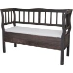 Hhg - banc t207, banc coffre de rangement, compartiment de rangement coussin bois 119cm, gris - brun, ...