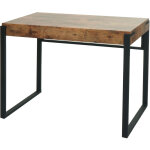 Hhg - bureau 702, table d'ordinateur, table de travail, mtal 100x54cm, chne sauvage fonc