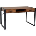 Hhg - jamais utilis] bureau dohna, table d'ordinateur, 121x70cm, structure 3d, aspect chne sauvage