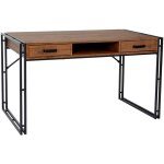 Hhg - bureau dohna, table d'ordinateur, 121x70cm, structure 3d, aspect chne sauvage