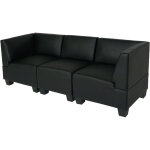 Hhg - jamais utilis�] canap� 3 places lounge / salon lyon, modulable, simili - cuir, noir