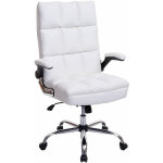 Hhg - chaise de bureau 489, fauteuil de direction réglable en hauteur, similicuir blanc Hhg - chaise de bureau 489, fauteuil de direction réglable en hauteur, similicuir blanc
