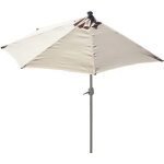 Hhg - demi - parasol aluminium parla pour balcon ou terrasse, ip 50 + , 300cm, cr�me sans pied