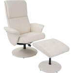Hhg - fauteuil relax helsinki, fauteuil de télévision avec tabouret, similicuir, crème Hhg - fauteuil relax helsinki, fauteuil de télévision avec tabouret, similicuir, crème