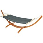 Hhg - jamais utilis] hamac avec support 660, jusqu' 200kg support en bois mvg - certifi 320cm, marron, ...
