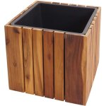 Hhg - jardini�re 584, pot de fleurs, bac � fleurs, carr� 32 x 32 x 32 cm, ext�rieur, bois d'acacia, certifi� ...