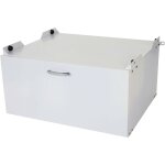 Hhg - meuble sous machine � laver 881, estrade, pi�destal, ch�ssis, tiroir 33x61x62cm blanc