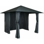 Hhg - jamais utilis�] pergola 053, pavillon de jardin abri de terrasse avec paroi lat�rale, 3x3m, anthracite ...