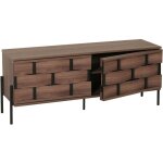 Hhg - meuble tv 608, table tv buffet bas armoire tv commode, compartiments de rangement, design 3d tress ...