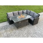 High back canap d'angle en rotin extrieur ensemble de meubles de jardin ensemble foyer au gaz table ...
